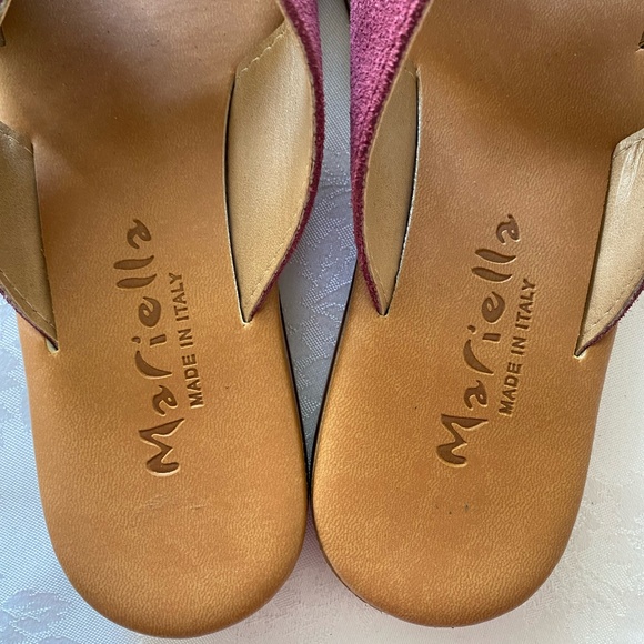 Mariella Pink Italian Suede Feel Slide On Summer Beach Sandals- Sz-9 - Picture 8 of 15